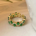 Calira Sparkling Esmeralda Open Anel | Ouro