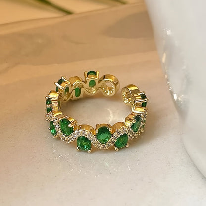 Calira Sparkling Esmeralda Open Anel | Ouro