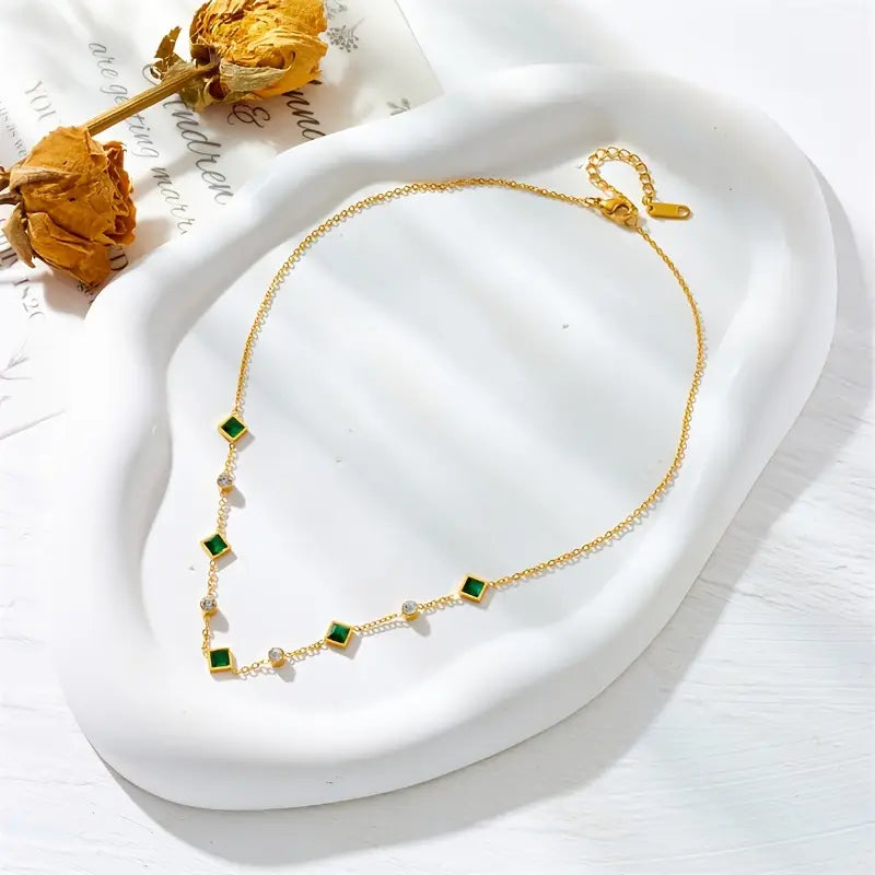 Ouro Esmeralda Geometric Station Colar
