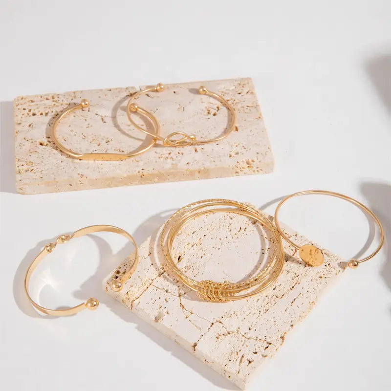 Knotted Elegance Conjunto de Pulseiras | Ouro
