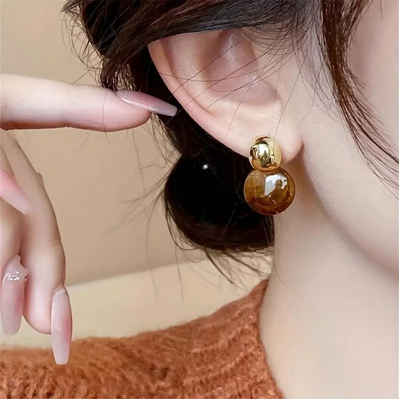 Aurélie Amber Brincos Pendentes | Ouro