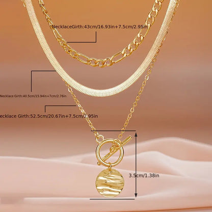 Savira Textured Coin Layered Colar | Ouro