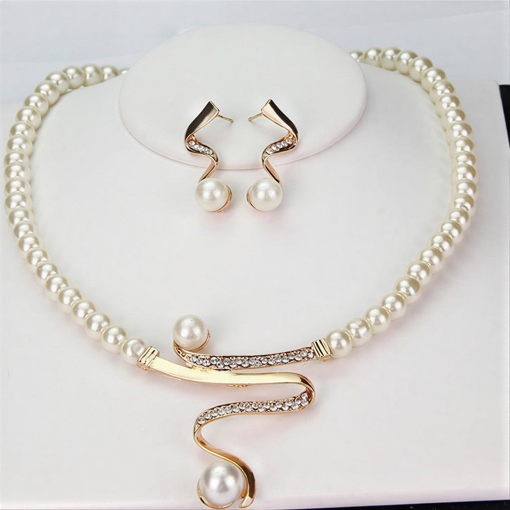 Elegant Natural Colar de Pérolas Conjunto