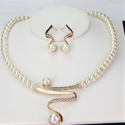 Elegant Natural Colar de Pérolas Conjunto