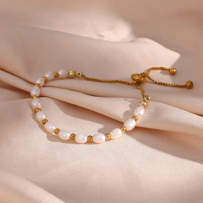 Elegant Pérola and Ouro Pulseira