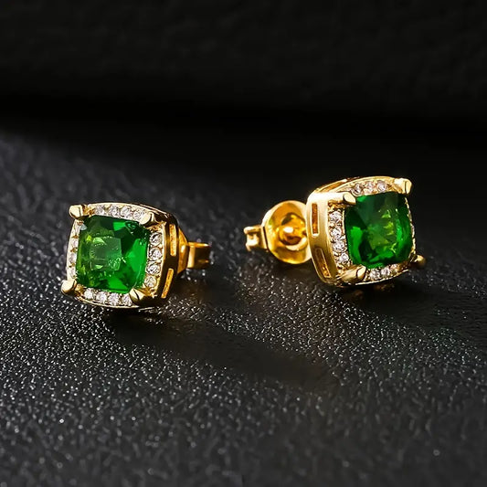 Ouro Esmeralda Halo Brincos de Pressão