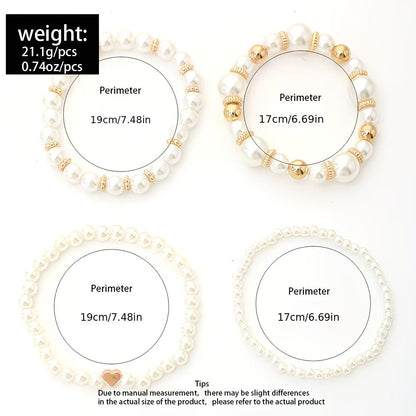 Pérola Stacking Conjunto de Pulseiras of 4