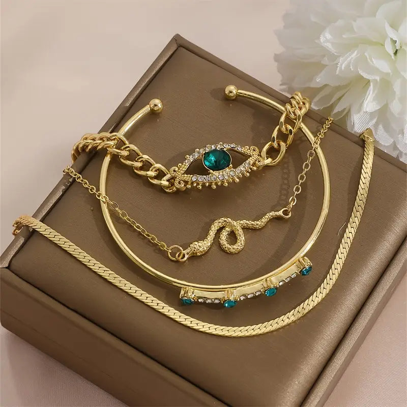 Ouro Esmeralda Pulseira com Pendente Conjunto
