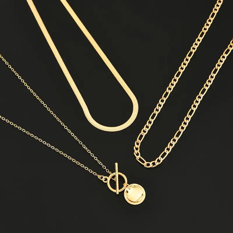 Savira Textured Coin Layered Colar | Ouro