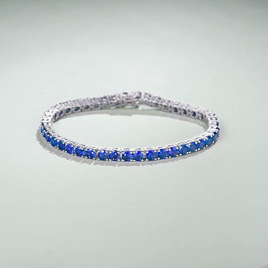 Safira Pulseira Tennis | Branco Ouro