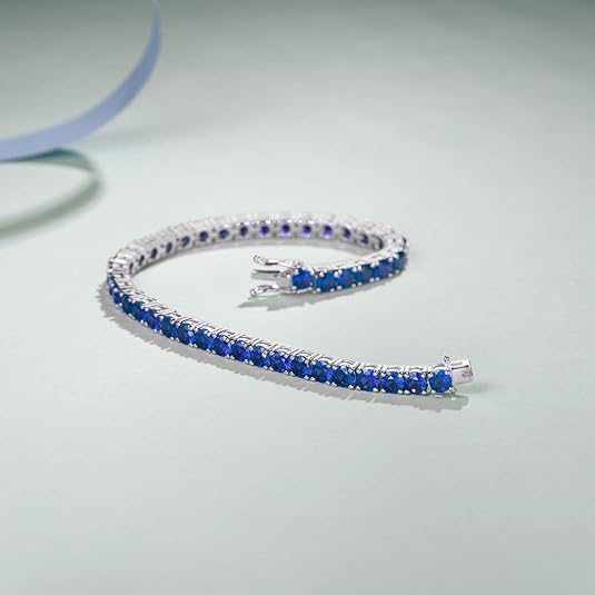 Safira Pulseira Tennis | Branco Ouro