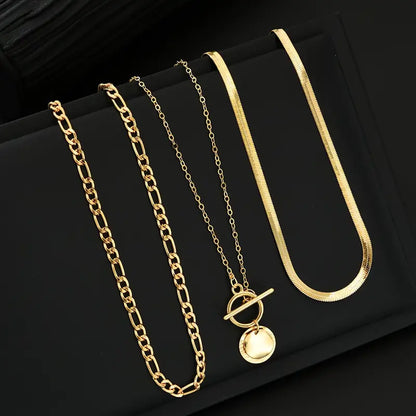 Savira Textured Coin Layered Colar | Ouro