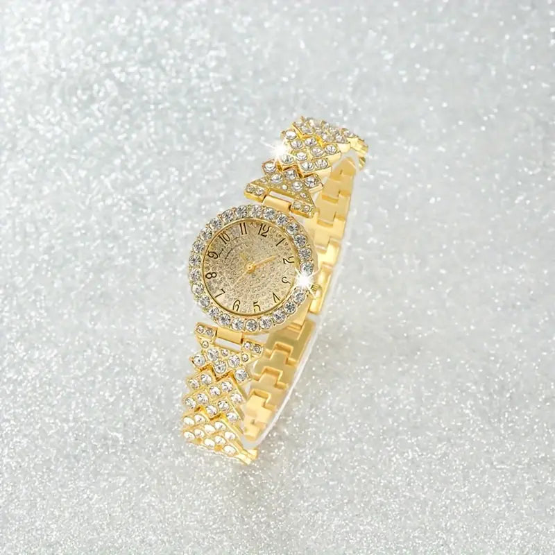 Luxe Radiance Ouro Watch & Conjunto de Pulseiras | Ouro