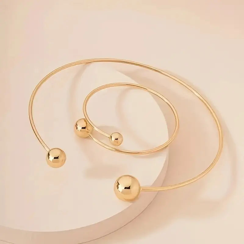 Minimalist Glow Collar & Cuff Conjunto de Pulseiras | Ouro