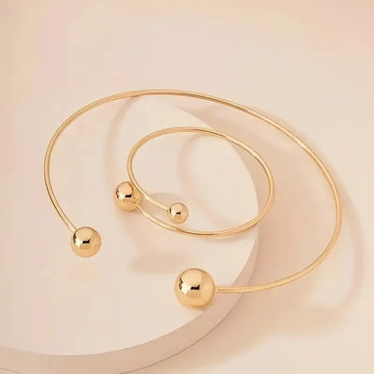 Minimalist Glow Collar & Cuff Conjunto de Pulseiras | Ouro