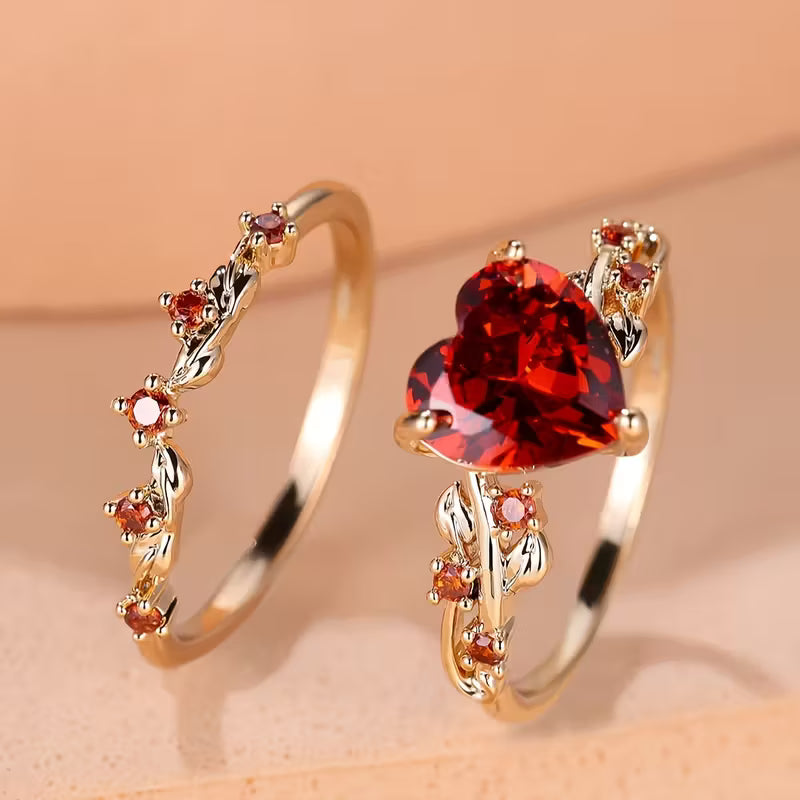 Redvine Coração Accent Conjunto de Anéis | Ouro