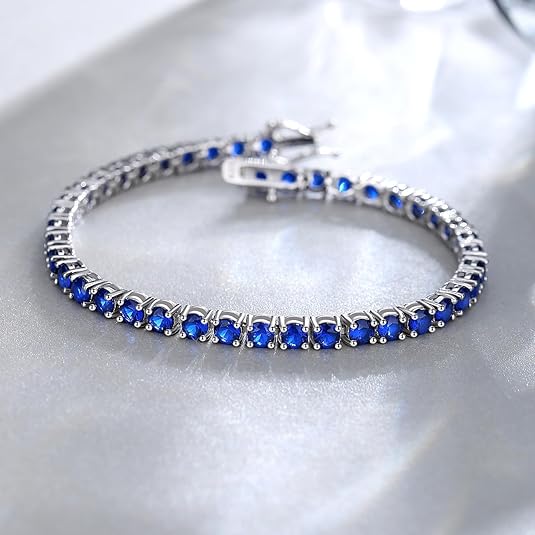 Safira Pulseira Tennis | Branco Ouro