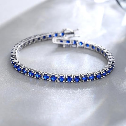 Safira Pulseira Tennis | Branco Ouro
