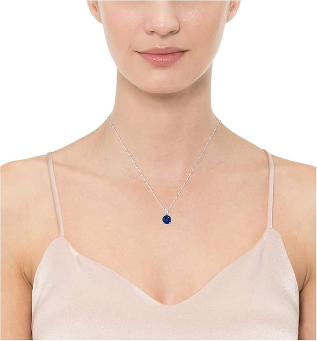 Round Cut Safira Colar | Branco Ouro