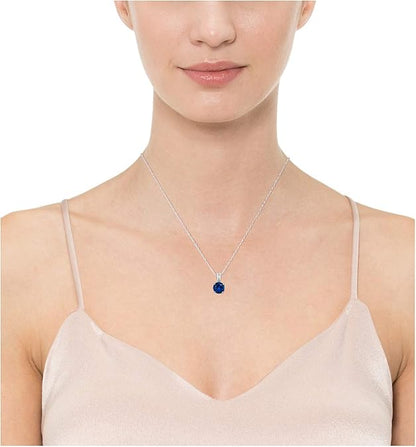Round Cut Safira Colar | Branco Ouro