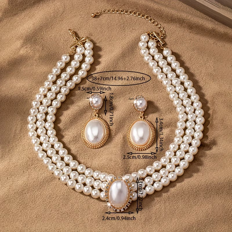 Vintage Pérola Strand Conjunto de Joias