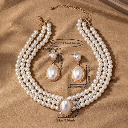 Vintage Pérola Strand Conjunto de Joias