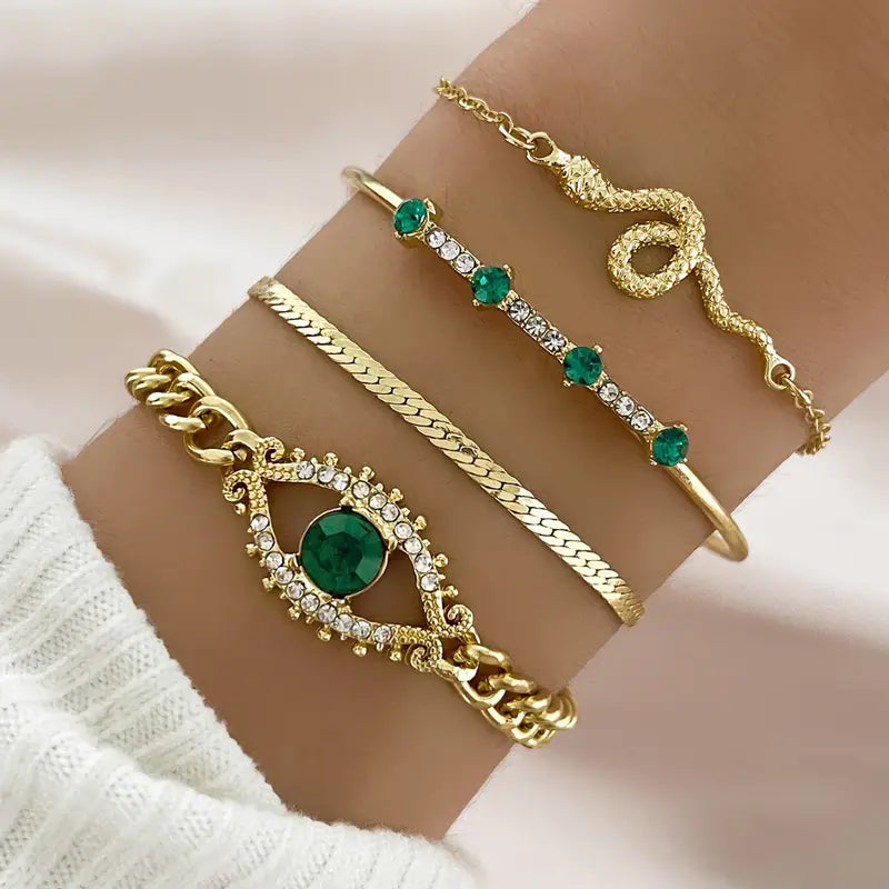 Ouro Esmeralda Pulseira com Pendente Conjunto