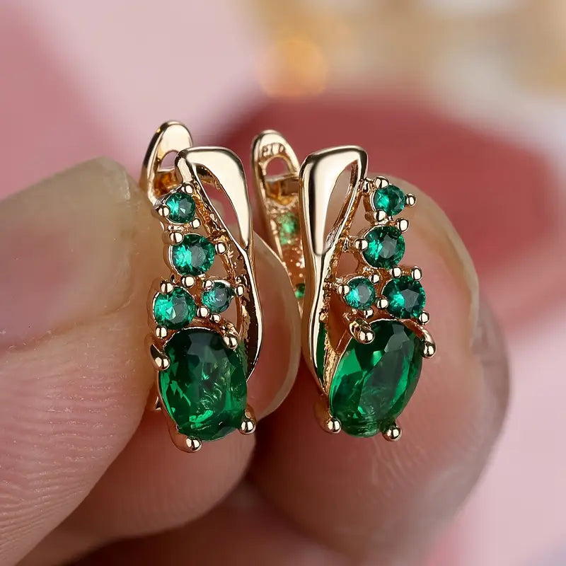 Ouro Esmeralda Cluster Brincos Pendentes