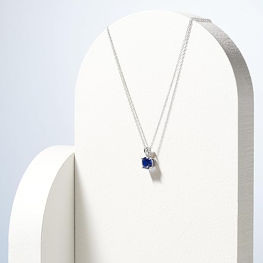 Round Cut Safira Colar | Branco Ouro