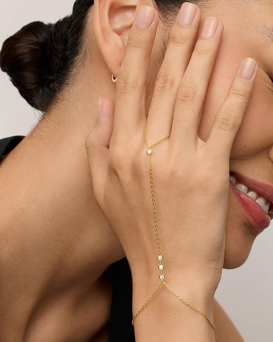 Beaded Handchain Pulseira | Ouro