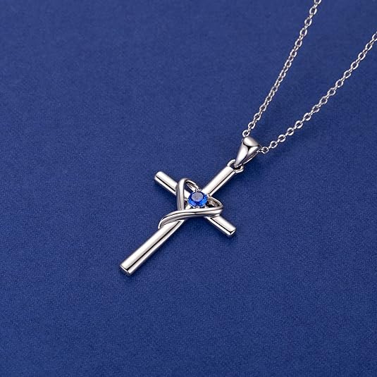 Safira Cross Colar | Branco Ouro
