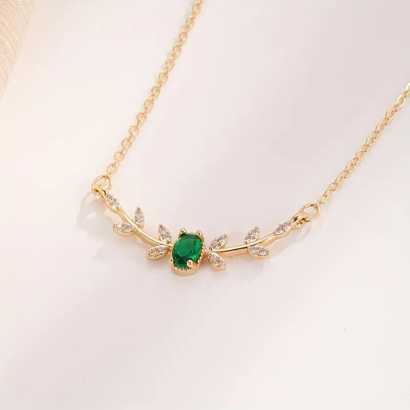 Ouro Esmeralda Minimalist Colar