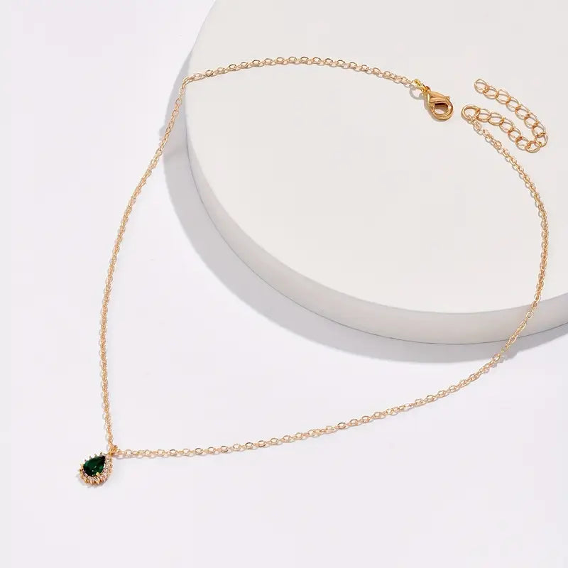 Ouro Esmeralda Teardrop Colar