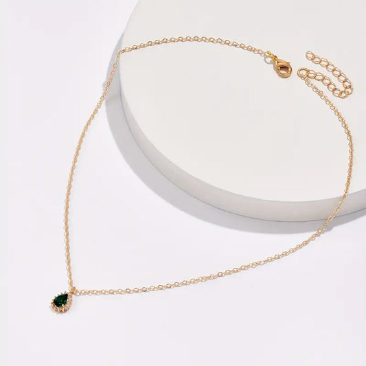 Ouro Esmeralda Teardrop Colar