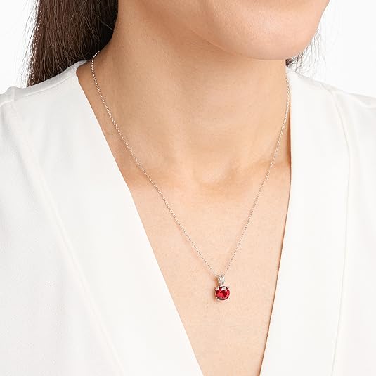Round Cut Rubi Colar | Branco Ouro