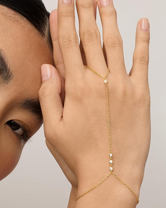 Beaded Handchain Pulseira | Ouro