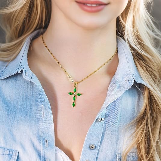 Esmeralda Cross Colar | Ouro