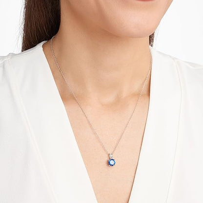 Round Cut Safira Colar | Branco Ouro