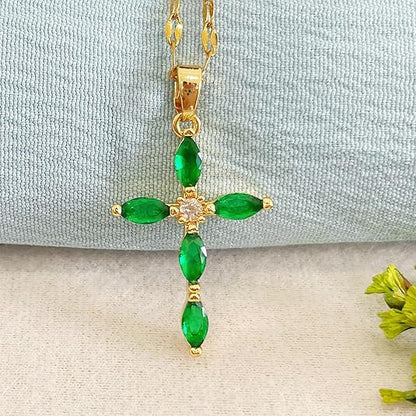 Esmeralda Cross Colar | Ouro