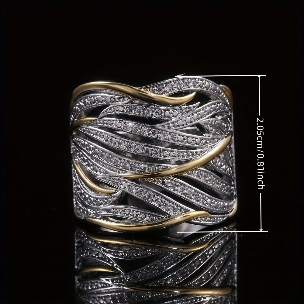 Prata and Ouro Woven Band Anel