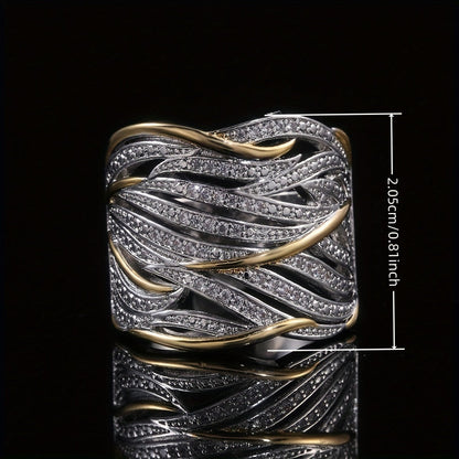 Prata and Ouro Woven Band Anel