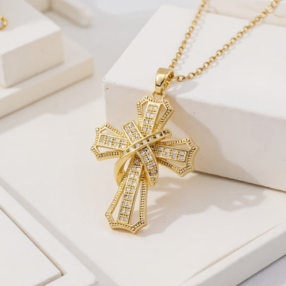 Radiant Cross Pendant Colar | Ouro