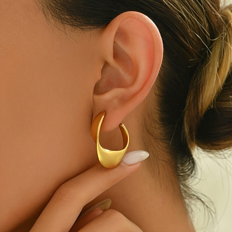 Sculpted Crescent Brincos de Argola | Ouro