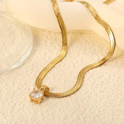 Elegant Rhinestone Pendant Colar | Ouro