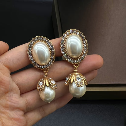 Vintage Pérola Frame Brincos Pendentes
