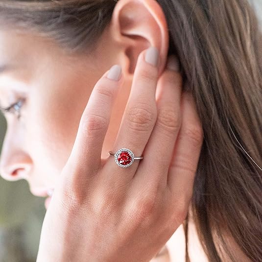 Crimson Glow Promise Rubi Anel | Branco Ouro