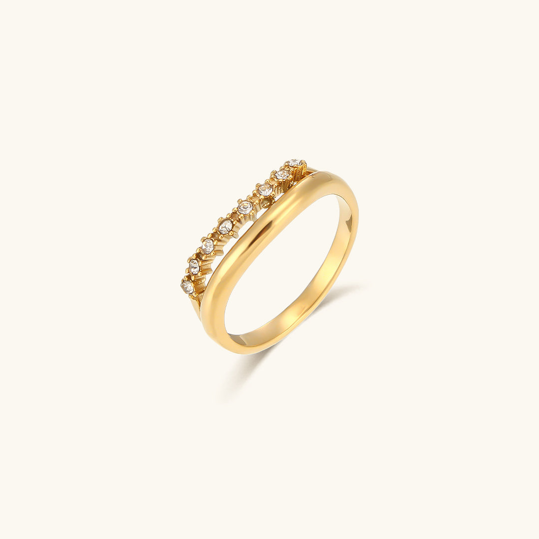 Adeline Diamante Simulant Ouro Anel
