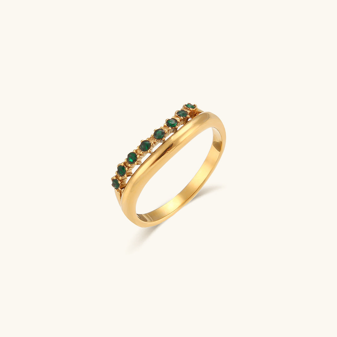 Adeline Diamante Simulant Ouro Anel