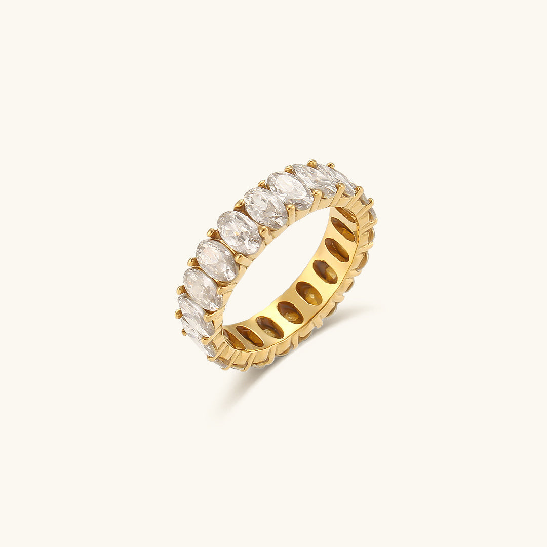 Antoinette Diamante Simulant Ouro Anel