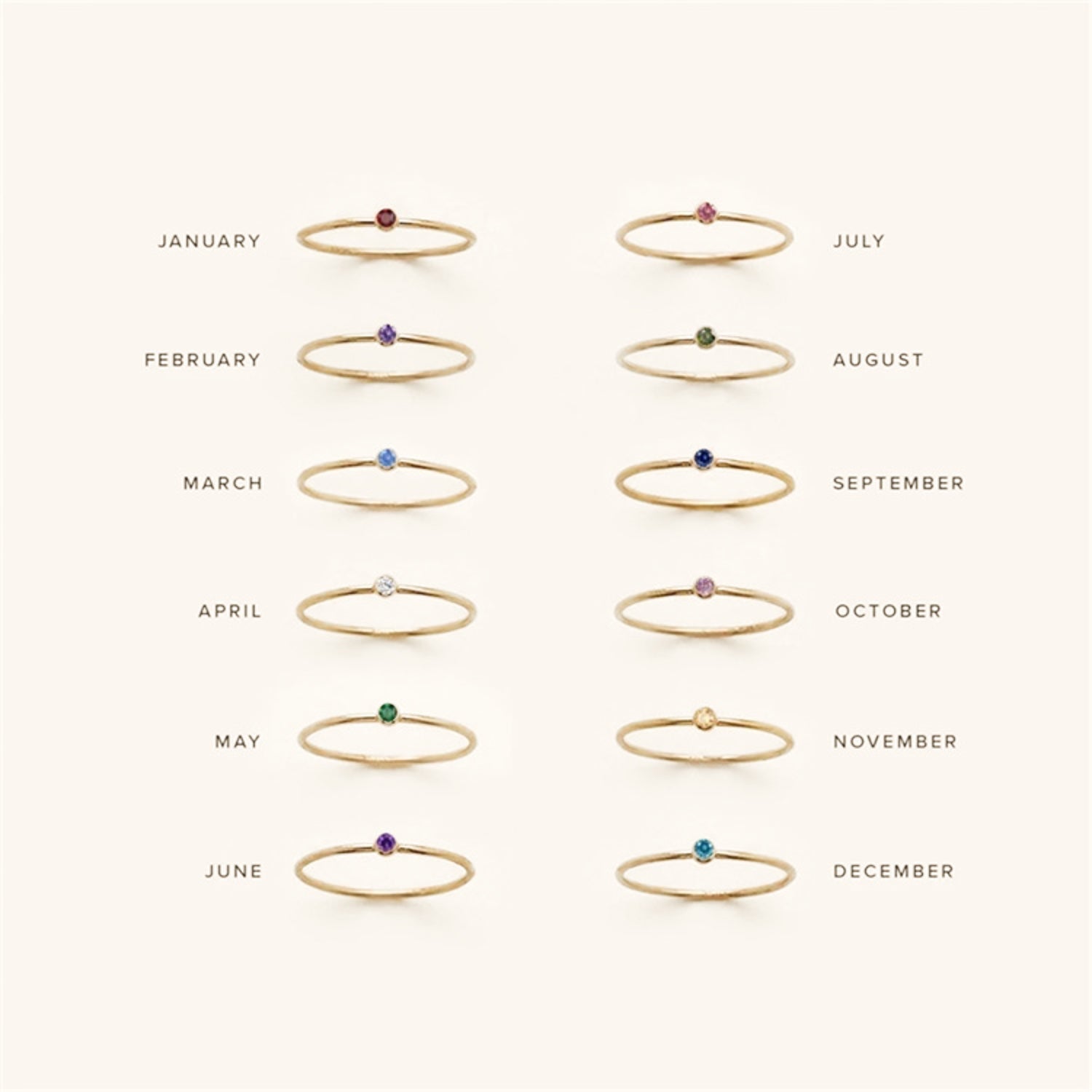 Amelia Birthstone Stacker Anel